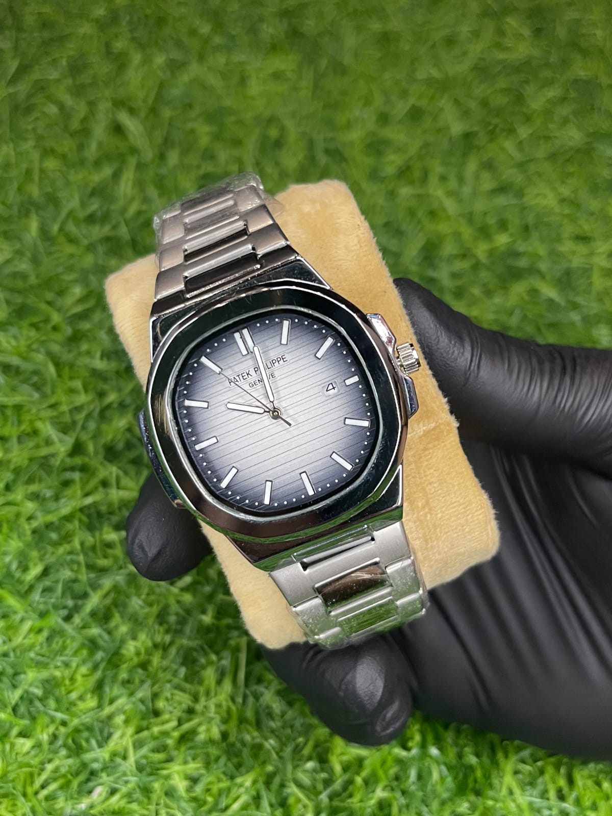 Patek Philippe Nautilus Style Silver Grey Dial Watch | Aziz Store