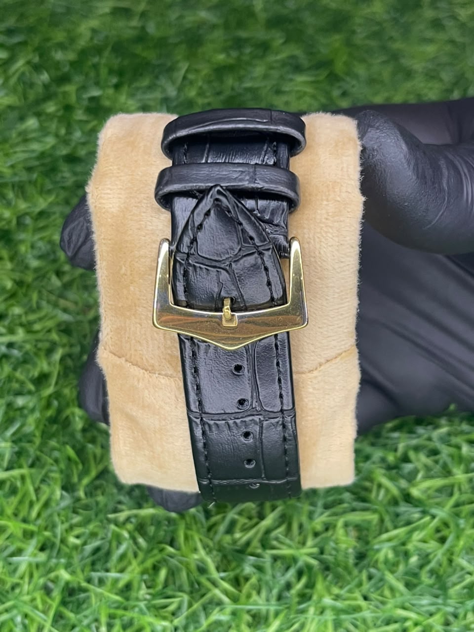 Cartier Tank Style Black Dial Gold Case Watch | Aziz Store