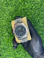Rolex Black Textured Dial Datejust Style Watch